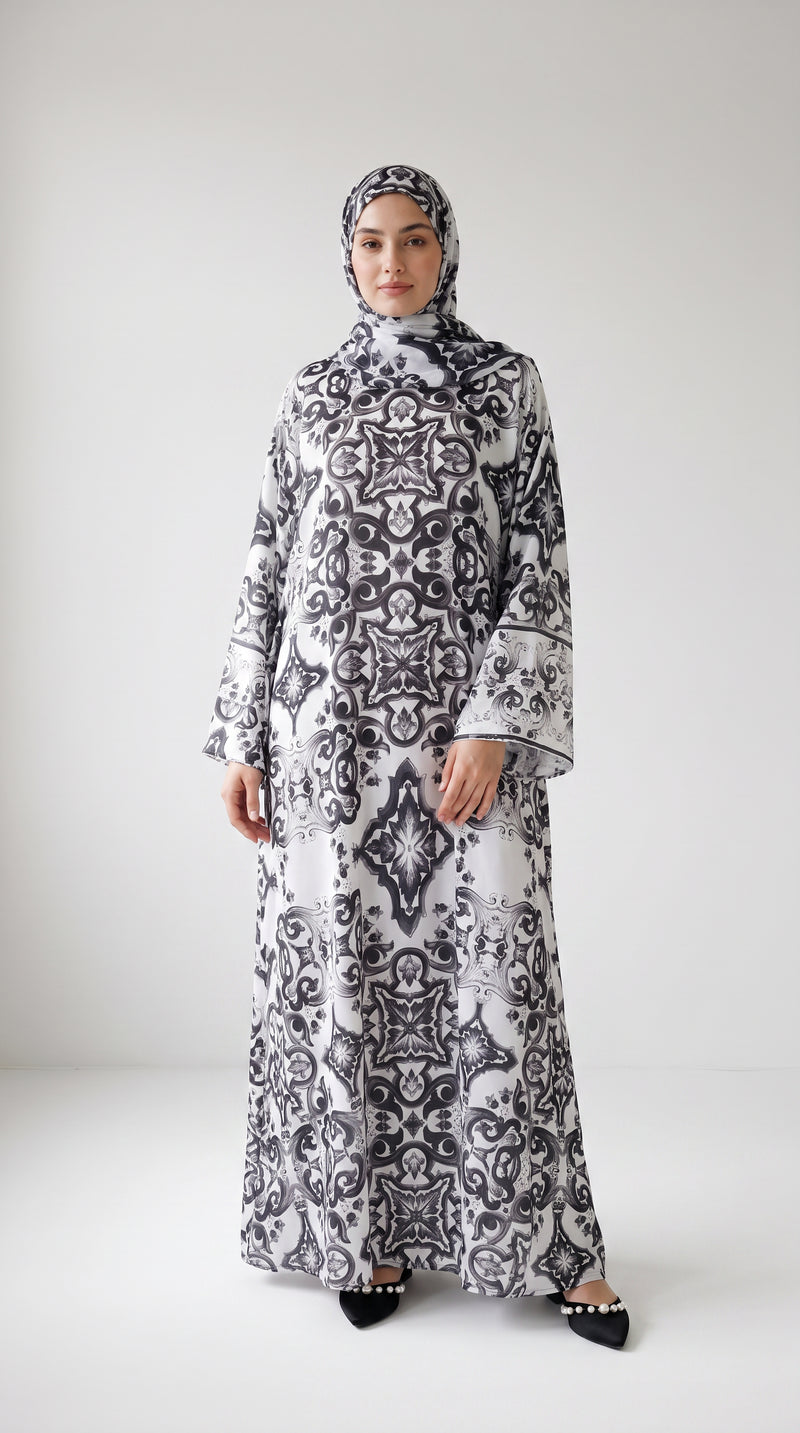 Black Mosaic Kaftan Abaya