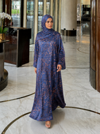 Floral Print Kaftan Abaya – Blue