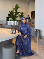 Floral Print Kaftan Abaya – Blue