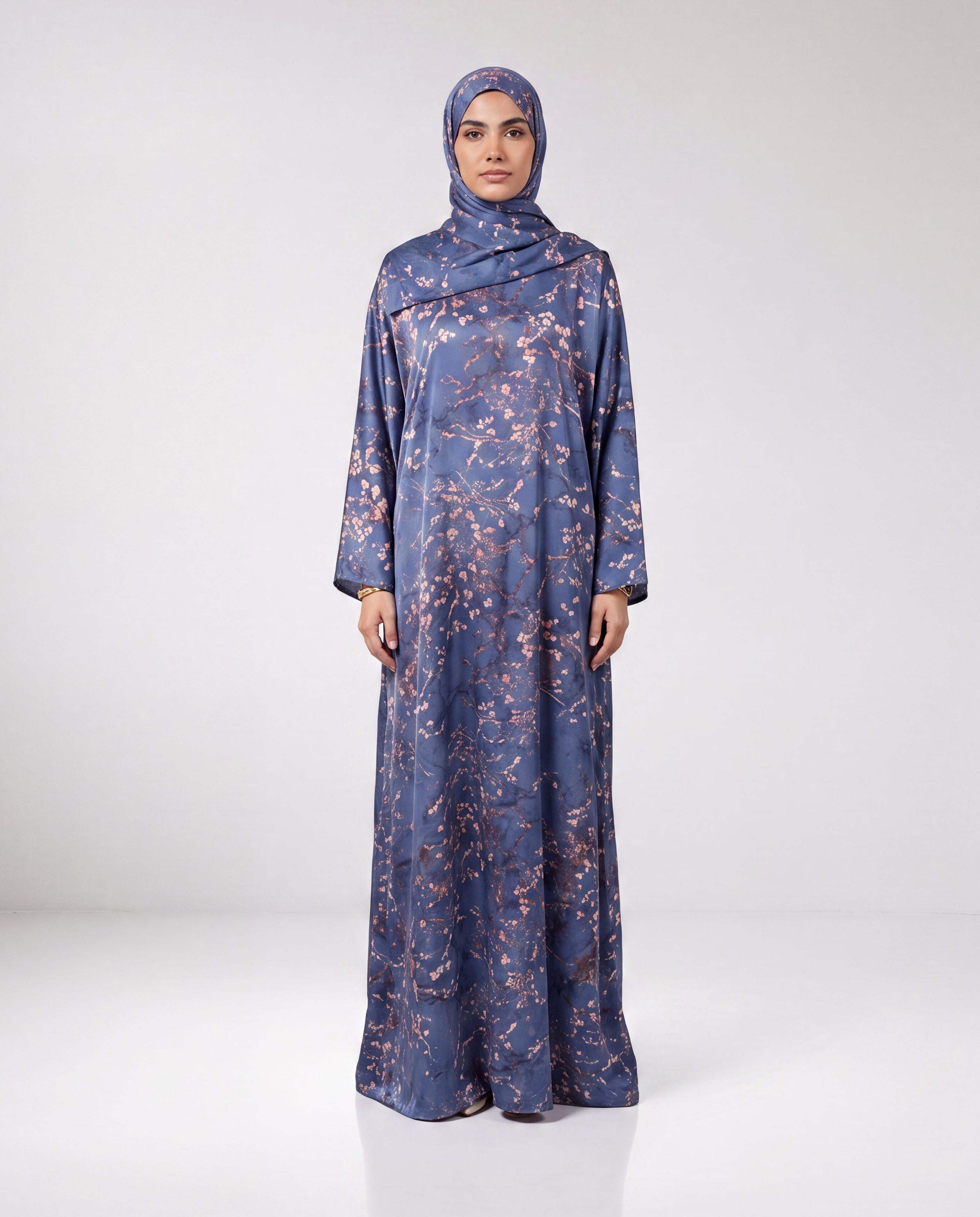 Kaftan Abaya Takım - Çicek Desenli