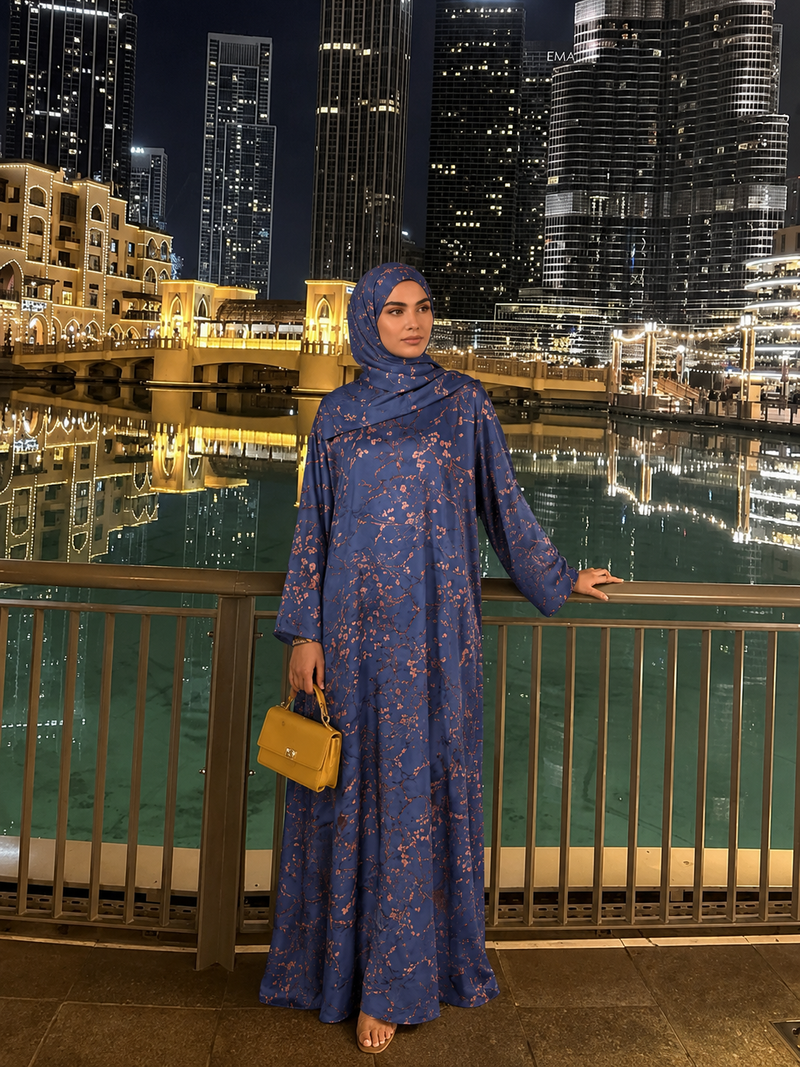 Kaftan Abaya Takım - Çicek Desenli