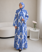 Kaftan Abaya Takım - Mozaik Desenli - Kraliyet Mavisi