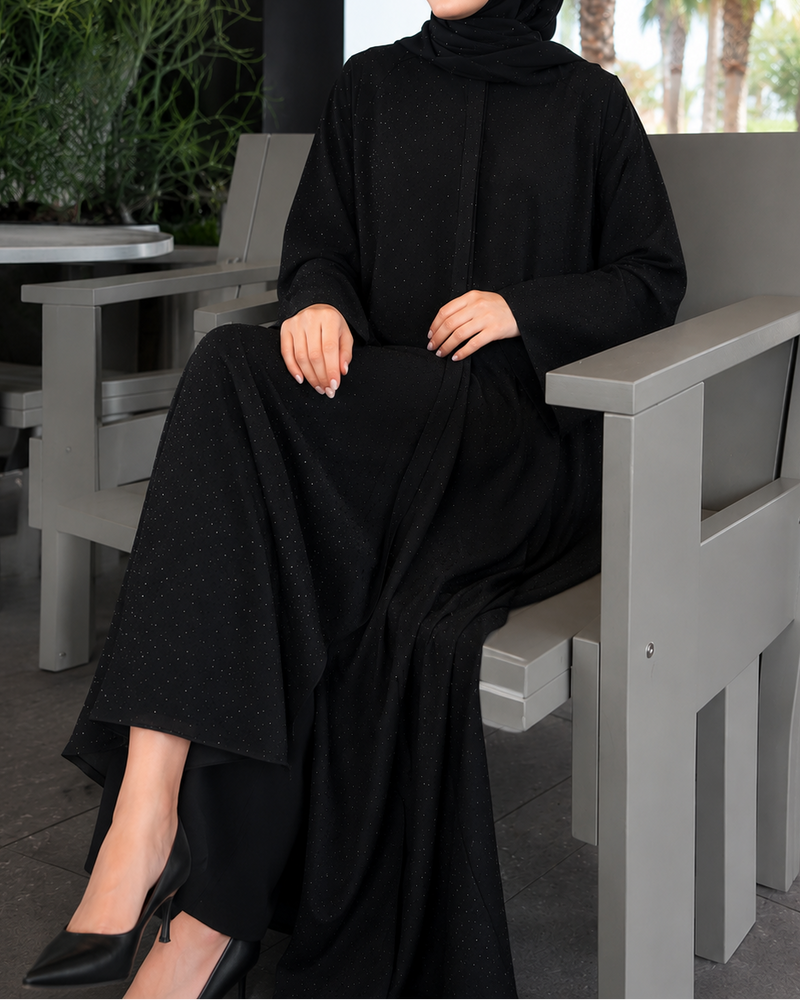 Taş İşlemeli Abaya - Siyah