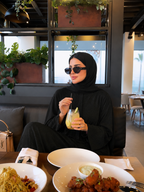 Taş İşlemeli Abaya - Siyah