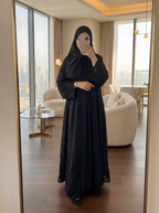 İşlemeli Siyah Abaya Takım
