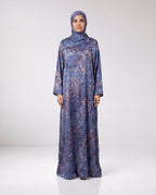 Floral Print Kaftan Abaya – Blue