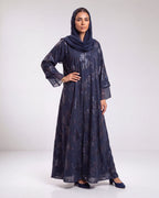 Baskılı Simli Abaya Takım