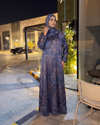 Floral Print Kaftan Abaya – Blue