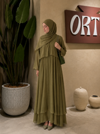 Çift Katlı Abaya - Yağ Yeşili