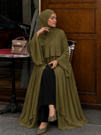 Çift Katlı Abaya - Yağ Yeşili