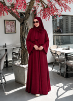 Taş İşlemeli Abaya - Kırmızı
